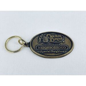 Cracker Barrel Neighborhood Special Neighbor Metal Keychain Brass Country